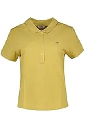 GANT Cap Sleeve Gorra Slim Sheild con Mangas Piqué Polo, Color Amarillo, S para Mujer
