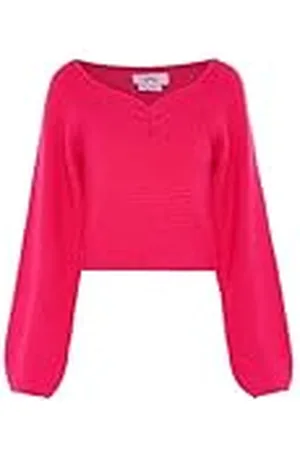 myMo Jersey de Punto Corto Elegante para Mujer, Cuello Cuadrado, Talla M/L Suéter, Rosa