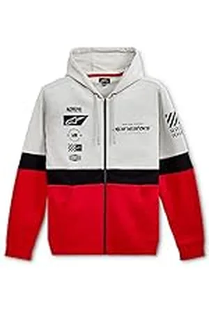 Alpinestars Position Zip Hoodie, Sudadera con Cremallera Y Capucha, Plateado/Negro/Rojo, S, Hombre