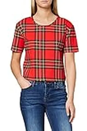 Urban classics T-Shirt Ladies All-Over-Print Tartan Oberteil Short Oversized tee Camiseta, , X-Small para Mujer