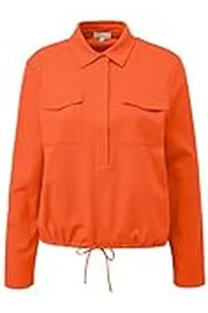 QS by s.Oliver 2139880 Camiseta de Manga Larga con Cuello de Polo y cordón, , 44 Mujeres