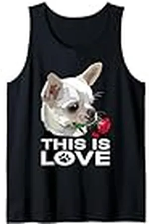 Raf THE ARTIST Designs Perro Chihuahua Blanco Con Rosa Roja Para Mamá Madre Niña Camiseta sin Mangas
