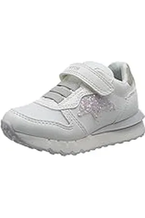 Geox J Fastics Girl, Zapatillas Niñas, Blanco y Rosa, 36 EU