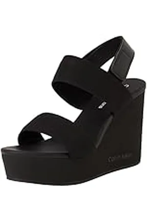 Calvin Klein Wedge Sandal Webbing IN YW0YW01790, Sandalias de cuña Mujer, Black (Triple Black), 40 EU