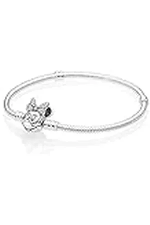 PANDORA Disney Pulsera con diseño de Minnie de plata con circonitas cúbicas transparentes, 18