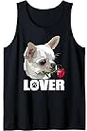 Raf THE ARTIST Designs Perro Chihuahua Blanco Con Rosa Roja Para Mamá Madre Mamá Niña Camiseta sin Mangas