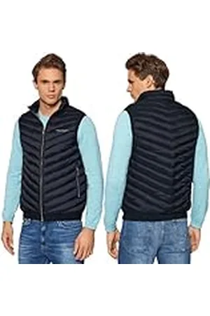 Armani Exchange Chaleco Acolchado con plumón Real, Azul Marino/Gris Marl, L para Hombre