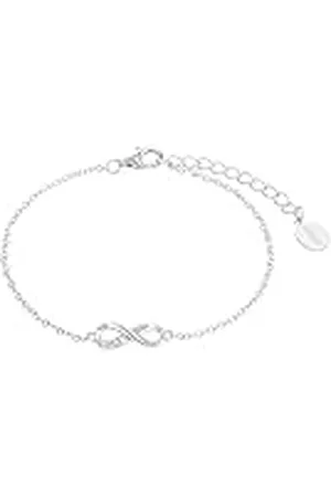 QS by s.Oliver Pulsera de de ley 925 joyería del brazo de las señoras, con zirconia cúbico synth., 16+3 cm, , Infinito, Viene en caja de regalo de joyería