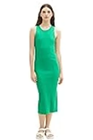 TOM TAILOR 1037256 Vestido, 17327-Verde Claro Vibrante, L para Mujer