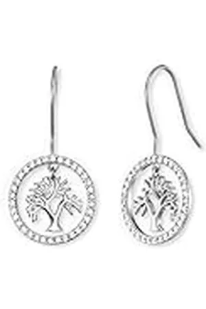 Engelsrufer Pendientes para mujer con diseño del árbol de la vida de de ley chapada en oro en color , con 68 circonitas blancas, sin níquel, 1 Paar, de ley, Circonia cúbica