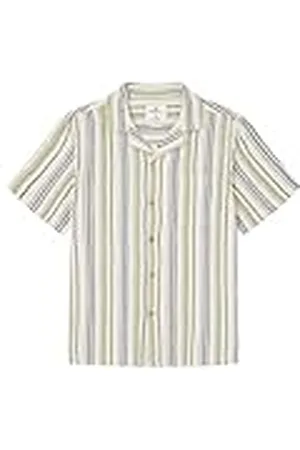Springfield SPRINGFILED Camisa de Manga Corta rústica Rayas, Camisa Hombre, Kaki, L