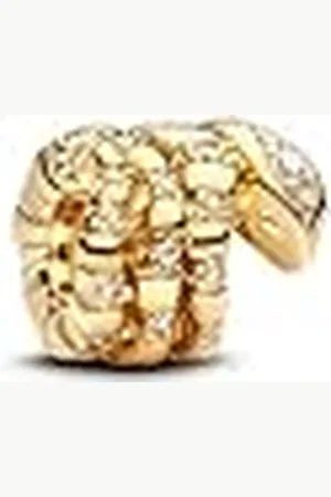 PANDORA Moments 763618C01 - Colgante de serpiente enrollado en plata de ley con aleación dorada y circonitas, compatible con pulseras Moments, klar, Plata de ley, Circonita cúbica