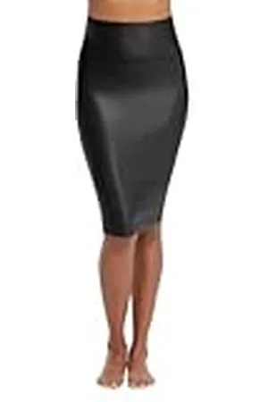 Spanx Falda de Piel sintética para Mujer Negro X-Large
