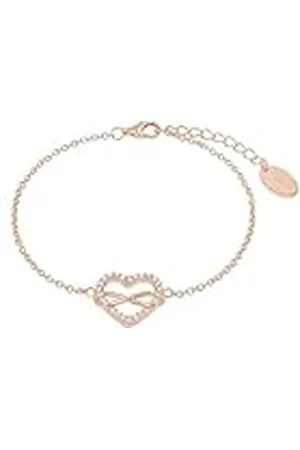 QS by s.Oliver Pulsera de plata esterlina 925 joyería del brazo de las señoras, con zirconia cúbico synth., 17+3 cm, de color rosa, corazón, Viene en caja de regalo de joyería