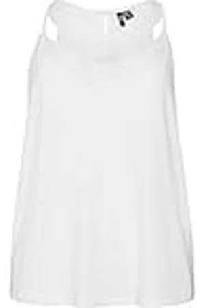 VERO MODA Vmana S/L Lace Top Ga Curve-Camiseta de Tirantes, Blanco Nieve, 48-50 para Mujer