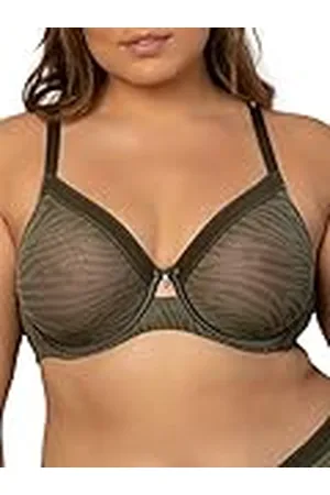 CURVY COUTURE Sheer Mesh Full Coverage Unlined Underwire Bra Sujetador de Cobertura Completa, Traslúcido, , 80H Mujeres