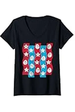 Sanrio Mujer Gudetama Huevos y Bacon Stars and Stripes Camiseta Cuello V