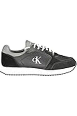 Calvin Klein Runner Sneaker Hombre Sock Laceup elegantes, Multicolor (Black/Charcoal Grey/Bright White), 45