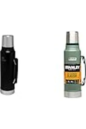 Stanley Classic Legendary Botella Termica 1 Litro Matte Black - Mantiene Frío o Calor 24 Horas & Classic Legendary Bottle 1L Hammertone Green - Botella Termica 1 Litro de Acero