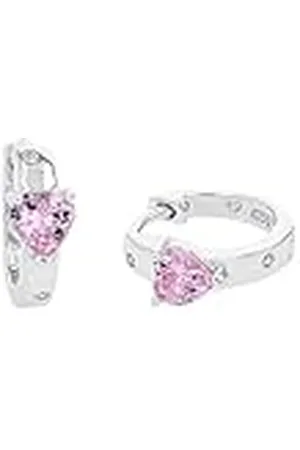 Amor Creoles Plata de Ley 925 Joyas de Orejas para Niñas, con sintetizador de circonita cúbica, 1 cm, Plata, Corazón, Viene en Caja de Regalo de Joyería