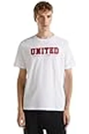 Benetton Camiseta 3i1xu1096, Color Blanco, L Hombres