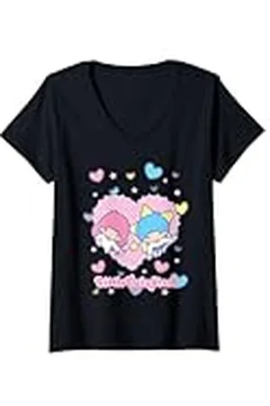 Sanrio Mujer Corazón de amor de las pequeñas estrellas gemelas de Camiseta Cuello V
