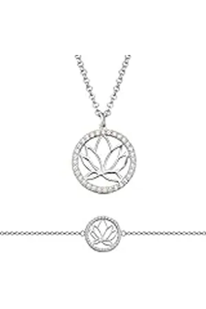 Engelsrufer Conjunto de joyas para mujer – Cadena de con colgante de loto y pulsera, de ley 925 con circonitas, 40 + 4 cm, 17 + 2 cm, de ley, No es una piedra preciosa