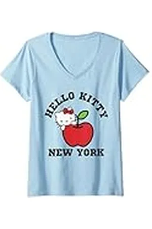Sanrio Mujer Hello Kitty New York Apple - Camiseta Camiseta Cuello V