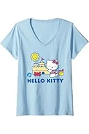 Sanrio Mujer Día de playa de Hello Kitty Camiseta Cuello V