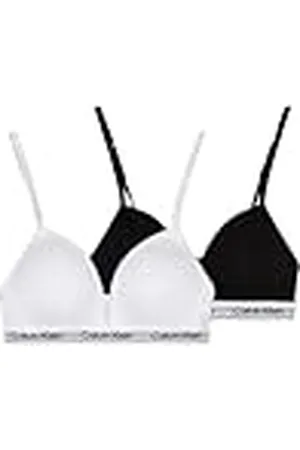 Calvin Klein Sujetador bralette Chicas Pack de 2 Triangle, Multicolor (Pvhblack/Pvhclassicwhite), 10-12 Años