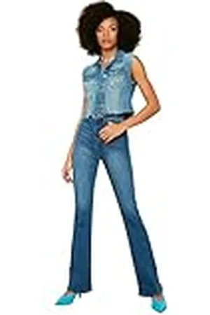 Trendyol Blue Waist Flare Jeans, 38 De Las Mujeres