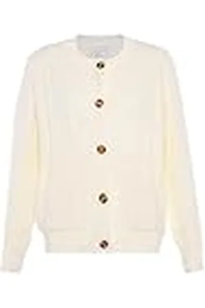 Blonda Cárdigan Vintage para Mujer de Punto Grueso Trenzado Lana Talla XL Suéter, Color Blanco