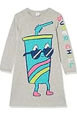 Spotted Zebra Vestido Estilo Jersey de Manga Larga con Vuelo Niña, , 8 años