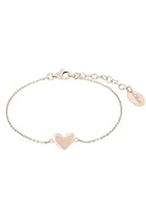 QS by s.Oliver Pulsera de plata de ley 925 para mujer, 16+3 cm, Rosado, Corazón, Viene en caja de regalo de joyería