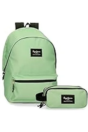 Pepe Jeans Aris Colorful Mochila + Estuche Escolar Portátil 15,6 Pulgadas Verde 31x44x15 cms Poliéster 23,87L