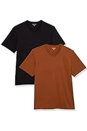 Amazon Camiseta de manga corta, cuello de pico, corte recto (disponible en tallas grandes y largos especiales) Hombre, Pack de 2, , XXL