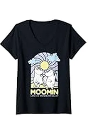 Moomin Mujer Life In valley - Vidrieras estilo oscuro Camiseta Cuello V