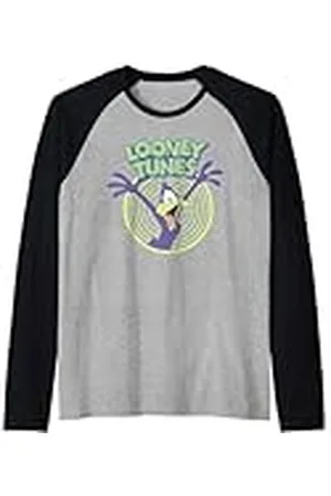LOONEY TUNES Logotipo de pato Lucas Loco Camiseta Manga Raglan