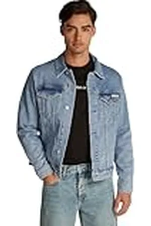 Calvin Klein Cazadora vaquera Hombre Slim Denim Jacket con bolsillos en el pecho, Azul , XL