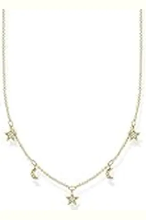 Thomas Sabo Collar para mujer de de ley 925, diseño de luna y estrellas, 40-45 cm de longitud