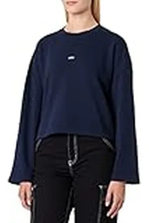 JJXX Jxabbie LS Wide Every Brush Crew Sn Sudadera, Navy Blazer/Print:White Logo, M para Mujer