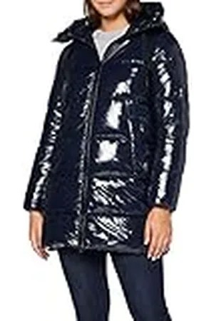 Geox W EMALISE LONG PARKA Mujer Chaquetas, Azul (Oscuro), 44