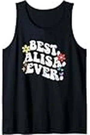 Personalized Name Mothers Day outfit For Women Retro Groovy Best ALISA Ever First Name Día de la Madre Niña Camiseta sin Mangas