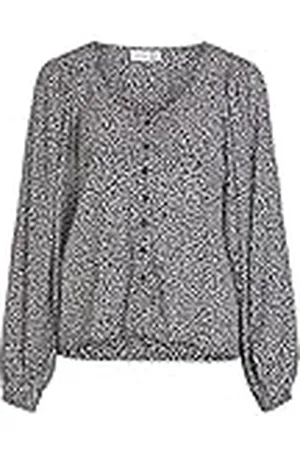 VILA Vifini-Cuello en V L/S Top/Su-Noos Camiseta de Manga Larga, , 44 para Mujer