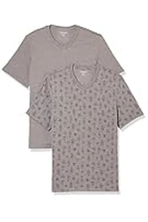 Amazon Camiseta de manga corta, cuello de pico, corte recto (disponible en tallas grandes y largos especiales) Hombre, Pack de 2, , XXL
