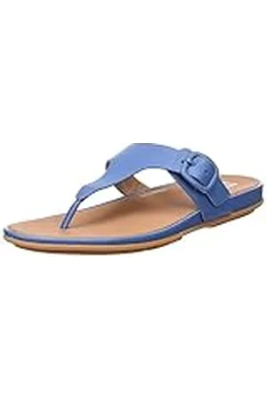 FitFlop Gracie Rubber-Buckle Leather Toe-Post Sandals, Chanclas Mujer, Azul (Sail Blue), 41 EU
