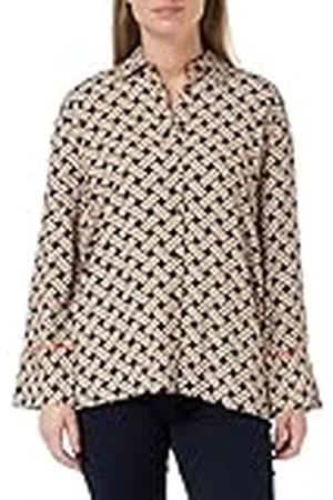 Kaffe Camisa Kaquin de Manga Larga para Mujer, Negro, Naranja Grafic Print, 36