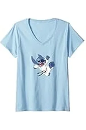 Disney Mujer Lilo & Stitch Karate Kick Black Belt Cute Logo Camiseta Cuello V