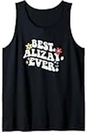 Personalized Name Mothers Day outfit For Women Retro Groovy Best ALIZAY Ever First Name Día de la Madre Niña Camiseta sin Mangas