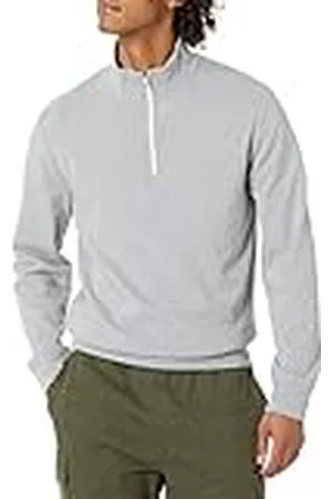 Amazon Sudadera Ligera de Felpa con Cuello Perkins y Cremallera de un Cuarto Hombre, , XL